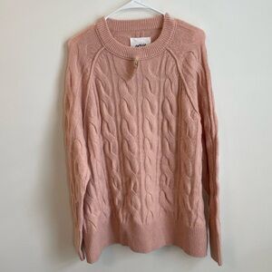 Aerie NWT S Pink Cableknit Sweater Balletcore Coastal Cottagecore Soft Oversized
